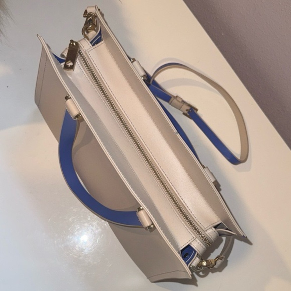 Kate Spade Arbour Hill Candace Leather Satchel Crossbody Pumice Blue Work Bag - Picture 5 of 11